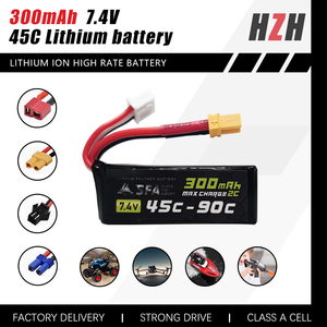 Batería de litio <span class=keywords><strong>AEG</strong></span> de Alta tasa al por mayor 300mAh 7,4 V 45C 2S1P juguete pistola de agua drone modelo batería de polímero de litio - Product Image 2