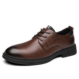 Factory Men's Casual Elegant Autumn/Winter Dress <b>Flats</b> Breathable Cushioning Custom Black Genuine Leather Shoes - Product Image 4