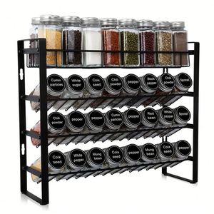 Étagère à épices à 4 niveaux, organiseur de cuisine sur pied, support à épices sous étagère, organisateur d'épices en métal pour la cuisine - Product Image 1