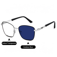 Lunettes photochromiques populaires anti-lumière bleue pour homme, avec protection UV400, monture métallique, verres photogray.