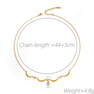 Collar de Cadena con Eslabones de Luna Creciente para Mujer, Chapado en Oro de 18K, Acero Inoxidable, con Colgante de Zirconia para Fiesta - Product Image 6