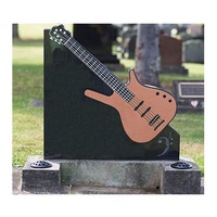 Style moderne absolu noir granit sculpté guitare pierre tombale conçu sur mesure cimetière Monument tombe pierre tombale style américain