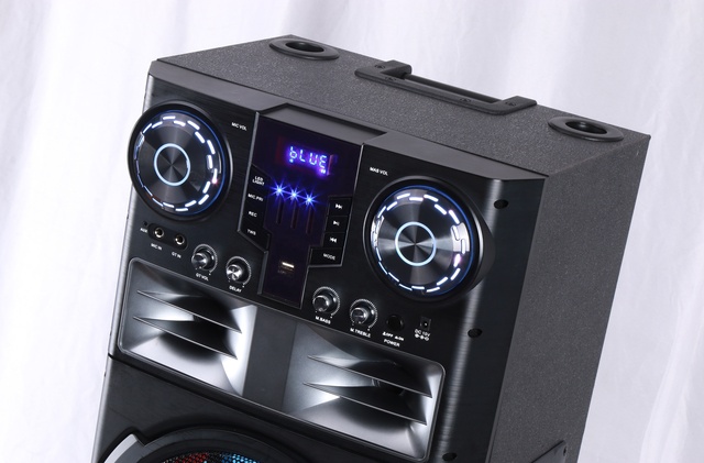 Outdoors Clear Sound Wireless Cornets Large Capacity Karaoke Party Dj Trolley Dual 12 Inch Speaker With 2 Wireless Microphone