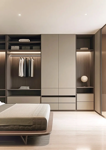 Muebles de dormitorio principal hechos a medida, lujo estilo Japandi, vestidor personalizado, armario empotrado de MDF con almacenamiento a medida. - Product Image 4