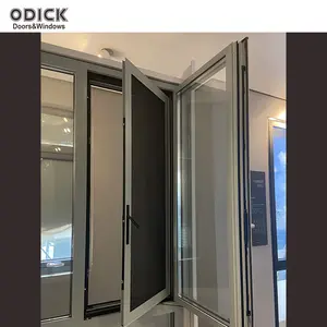 ODICK Thermal Break High Quality Professional Design Customizable Double Glazed Window Grey Swing Aluminium Casement Windows