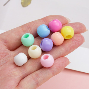 Perles rondes en acrylique 10 mm, couleur macaron, grand trou, fournitures de bricolage pour la création de bijoux pour enfants - Product Image 4