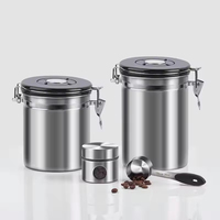 Pot de stockage sous vide de grains de café en acier inoxydable 304 avec cuillère Conteneur hermétique de grande capacité