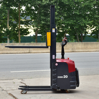 Chariot élévateur transpalette électrique 1 tonne avec fourches de 1220 mm, batterie au plomb, déplaceur latéral pour manutention en entrepôt