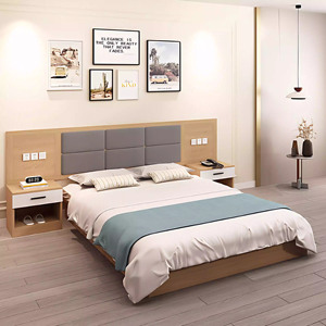 Customize Hotel Furniture Set <b>Single</b> Twin King Size <b>Wooden</b> <b>Bed</b> Frame With Headboard Wardrobe Nightstand for 3 Star Hotel Project - Product Image 6