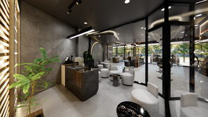 Établi de Salon de coiffure noir et or personnalisé présentoir de Salon de beauté personnalisation pour la conception de décoration intérieure de Salon - Product Image 5