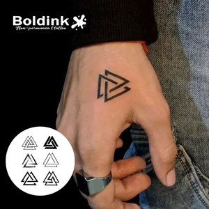 Autocollant de <span class=keywords><strong>tatouage</strong></span> semi-permanent à l'encre végétale, motif <span class=keywords><strong>triangle</strong></span> viking Valknut, pour la main, le bras, le corps, imperméable, longue durée (2 semaines) - Product Image 2