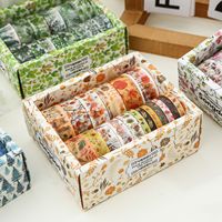 Ruban Washi Style Floral Naturel Quatre Saisons pour Artisanat DIY, Éléments Végétaux, Papier Washi pour Décoration de Journal
