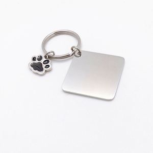 Llavero en blanco para huellas de pata, personalizable DIY, de acero inoxidable, con forma de casa, corazón o rectángulo, tipo placa de identificación para perro, para grabar logotipo - Product Image 1