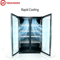 Enfriador de Bebidas con Puerta Doble de Vidrio, 500L |   Refrigerador Vertical Comercial con Vitrina |   Barra de Supermercado