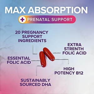 Vitaminas Prenatales de Marca Propia con Ácido Fólico y Omega 3 DHA, Multivitamínico Diario para el <span class=keywords><strong>Embarazo</strong></span> Sin OMG, 60 Cápsulas Blandas - Product Image 3