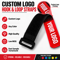 Impression de logo personnalisé disponible de haute qualité réglable crochet boucle sangle bande enveloppement crochet et boucle de fixation avec boucle en plastique