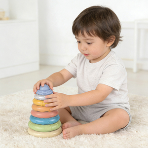 Jouet d'empilage en forme <span class=keywords><strong>de</strong></span> biberon arc-en-ciel <span class=keywords><strong>avec</strong></span> paille, en ABS, pour l'éveil et le développement cognitif, jouet <span class=keywords><strong>de</strong></span> <span class=keywords><strong>bain</strong></span> éducatif à presser - Product Image 2