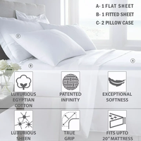 Ensemble de literie d'hôtel de luxe 5 étoiles 100% coton T250 Logo personnalisé draps plats blancs taie d'oreiller housse de couette Logo personnalisé 4 pièces solide