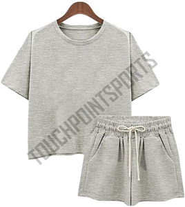 ชุด2ชิ้น Biker กางเกงขาสั้นและเสื้อคอกลมสำหรับผู้หญิง,โลโก้แบบสั่งทำ - Product Image 4