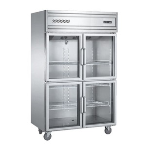 Congélateur vertical commercial à température unique, double porte, refroidissement par air, avec porte vitrée pour présentation - Product Image 1