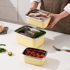 Caja hermética de almacenamiento de alimentos de acero inoxidable respetuosa con el medio ambiente, contenedores para refrigerador, organizador, contenedor de mantenimiento fresco - Product Image 6