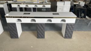 Table de bureau à ongles blanche marbre sur le dessus professionnelle pour <span class=keywords><strong>salon</strong></span> de <span class=keywords><strong>manucure</strong></span> <span class=keywords><strong>manucure</strong></span> Table et chaise de luxe moderne pour ongles - Product Image 5