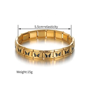Butterfly Italian Chain Sweatproof Enamel Trendy Gold Plated Stainless Steel Fashion Cuff <b>Bracelets</b> <b>Bangles</b> for Women Wholesale - Product Image 2