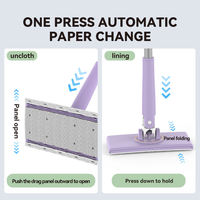 Serpillère plate détachable et modulable avec manche en fer, haute capacité de charge, fixation par clip push-pull, compatible avec les lingettes, les serviettes faciales et les papiers dépoussiérants