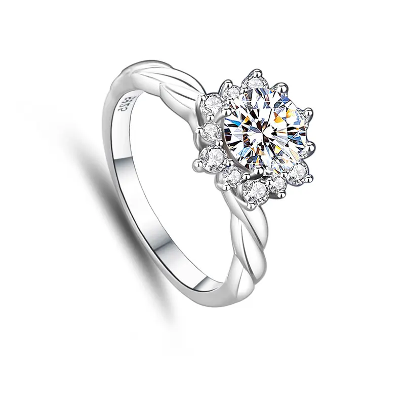 प्रीमियम बढ़िया आभूषण अंगूठी 1CT डायमंड 925 स्टर्लिंग सिल्वर महिला विवाह सगाई मोइसानाइट अंगूठी