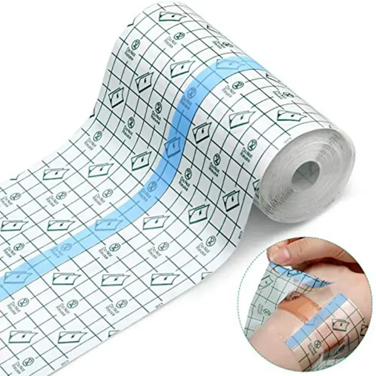 Cuidado de heridas transparente impermeable adhesivo PU película vendaje médico ultrafino aliento PU vendaje rollo impermeable tatuaje S