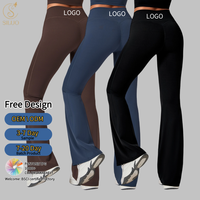 Pantalon de yoga évasé taille haute froncé extensible pour femme, en Spandex respirant, idéal pour le sport et le fitness