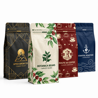 Sacs d'emballage de café OEM avec valve et fermeture éclair refermable, pochette personnalisée imprimée pour grains torréfiés, sac de café à huit soudures latérales