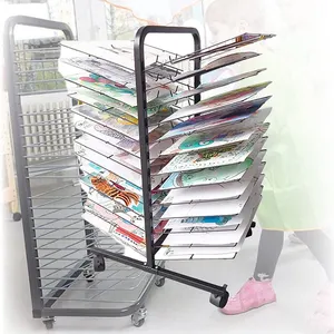 JH-Mech Rack de secagem para cavalete de arte em construção forte Rack de armazenamento móvel com rodas para economia de espaço de 26 camadas