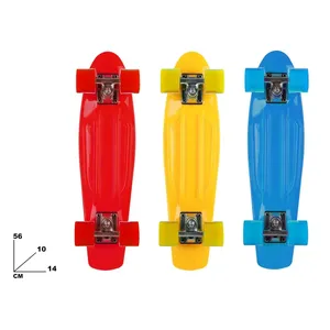 Mini skateboard pour doigts 56cm rouge jaune bleu en plastique pour enfants et adultes - Product Image 1