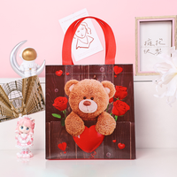 Ours pliable et réutilisable personnalisable Sacs fourre-tout pour le shopping Cadeau de la Saint-Valentin Tissu non tissé laminé pour les sacs d'épicerie