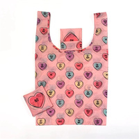 Sac de courses pliable en polyester épais 210D avec logo personnalisé, sac de courses pliable en nylon avec pochette, résistant aux déchirures