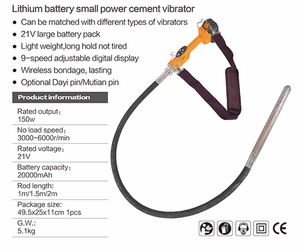 Nouvelle machine vibrante à béton portable rechargeable compacte, à insertion, pour mortier, avec affichage numérique au lithium, de qualité industrielle - Product Image 5