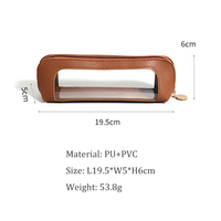 Pochette à pinceaux de maquillage en cuir PU, étui à maquillage fin en PVC, pochette cosmétique portable transparente et imperméable avec fermeture éclair