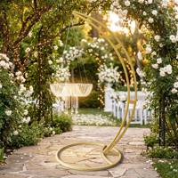 Support de gâteau de Noël/mariage suspendu luxueux et élégant en acier, détachable, carré, avec arche et lustre suspendu pour la décoration