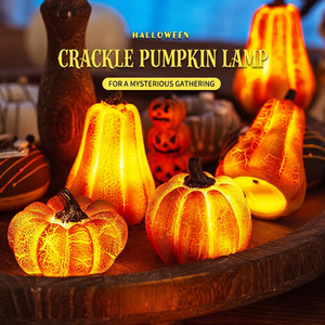 Linterna de Resina LED con Forma de Calabaza para Halloween, Decoración de Calabaza con Textura Agrietada para Mesa, Gabinete, Fiesta, Exhibición en el Hogar - Product Image 5