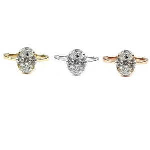 Fast Production Jewelry Beautiful Best Quality 18k Solid Pink Gold Natural Diamond Oval Detailed Cluster Rings for Girl - Product Image 4