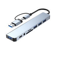 Hub USB C 8 en 1 de Aluminio 3.0 con Lector de Tarjetas SD/TF y Conector para Auriculares Auxiliar de 3.5mm para Pro Air y Más PC/Laptop/Tablet