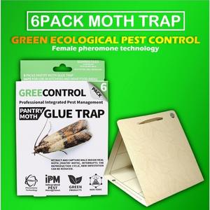 Trampa para Polillas GreeControl, Paquete de 6 Trampas de Pegamento con Tecnología de Feromonas para el Control de Polillas de la Cocina - Product Image 1