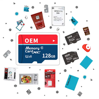 Carte mémoire Mini SD U3 haute vitesse personnalisée en gros 128 Go, carte TF en plastique de marque originale bleue/noire pour GPS, tablette, PC, appareil photo