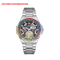 Reloj Mecánico Automático para Hombre OEM, con Brillo Nocturno, Correa de Cuero Luminosa, Esfera de Zafiro, Resistente al Agua, Diseño Elegante
