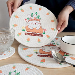 Set de table rond Carrot Lover, 12cm, 18cm, 24cm, 30cm, lavable, design cartoon, tapis isolant thermique pour vaisselle - Product Image 5