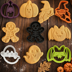 Juego de Cortadores de <span class=keywords><strong>Galletas</strong></span> de Calabaza de Halloween Moldeados por Inyección de Plástico, Cortador y Estampador de <span class=keywords><strong>Galletas</strong></span> 3D para Fondant, Repostería, Herramientas de Repostería DIY - Product Image 4