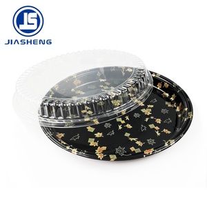 Jiasheng ถาดพลาสติกซูชิทรงกลมแบบใช้แล้วทิ้งพร้อมฝาปิดใสถาดบรรจุภัณฑ์ซาชิมิวัสดุรีไซเคิลได้ - Product Image 1