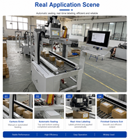 Machine de scellage automatique de cartons intelligente et adaptative avec impression et étiquetage en temps réel intégrés, scellage supérieur et inférieur des boîtes