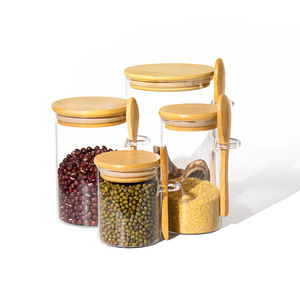 Frasco de almacenamiento de vidrio de borosilicato alto con cuchara 650ml 800ml 1000ml vacío para uso doméstico en la cocina para almacenamiento de frutas secas y dulces - Product Image 3